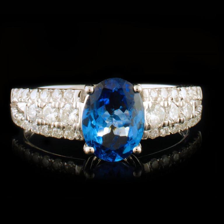 14k White Gold 1.15ct Sapphire & 0.42ctw Diamond R (1 of 4)