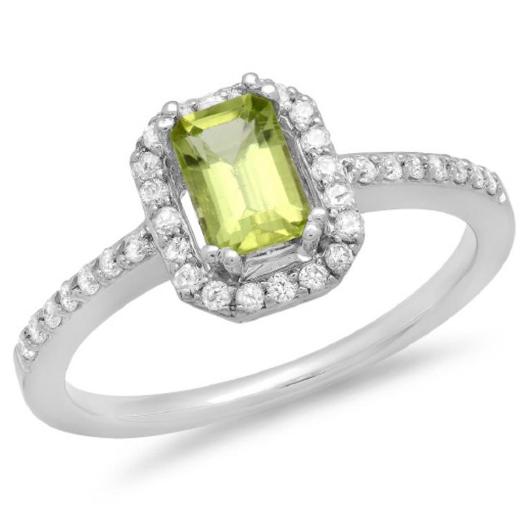 14K Gold 0.75ct Peridot & 0.25ct Diamond Ring (1 of 2)