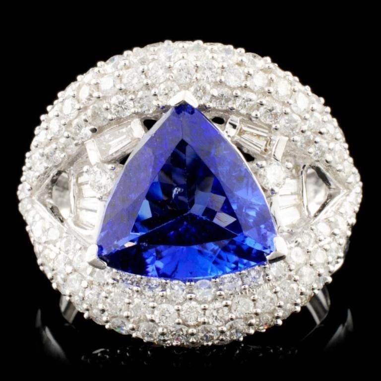 18K Gold 2.63ct Tanzanite 2.10ctw Diamond Ring (1 of 5)