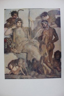 Telefo Nutrito Dalla Cerva Color Print Napoli Museo: Mounted on heavy paper, color print fratelli alinari s. A - firenze, depicts a lady being cared for by her servant museo archeologico nazionale (naples)original collotype from from 1854, this may be a