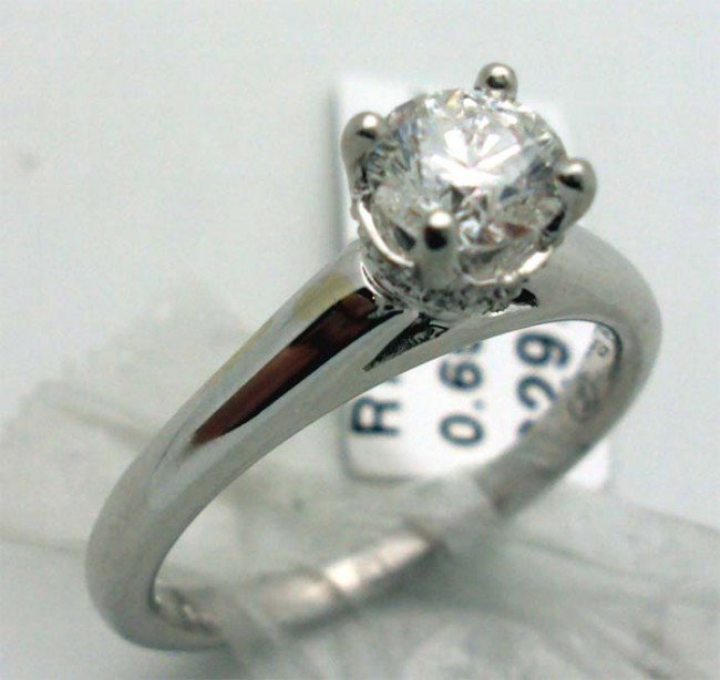 18k WG Solitaire Ring .65 Carat TW H Color SI1 Clarity: Nice clean white H Color fiery diamond SI1 Clarity solitaire set in 18k White Gold .65 carats TW ring size 7, R13023 K3362 Gemologist Certified Report Included