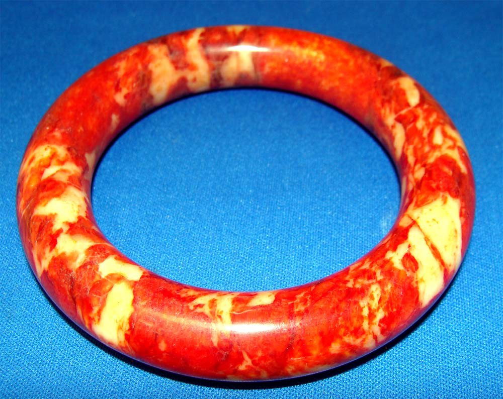 One Large Chinese Red Jade Bangle Bracelet: Inside Diameter 2 5/8"