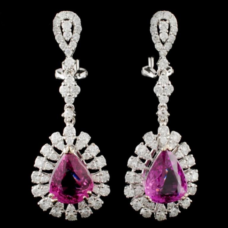 18K Gold 5.84ctw Sapphire & 2.16ctw Diamond Earrin (1 of 3)