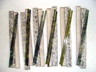 Set Of Six Pairs Carved Jade Stone Chopsticks: Jade chopsticks, with boxes, six new pairs, excellent condition