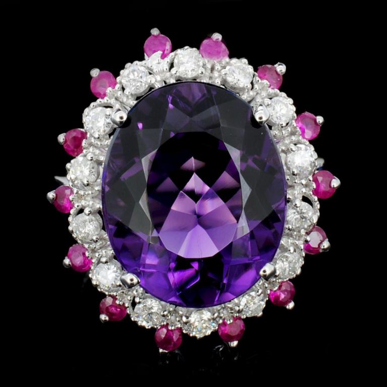 14K Gold 8.00ct Amethyst & 0.70ctw Diamond Ring (1 of 4)