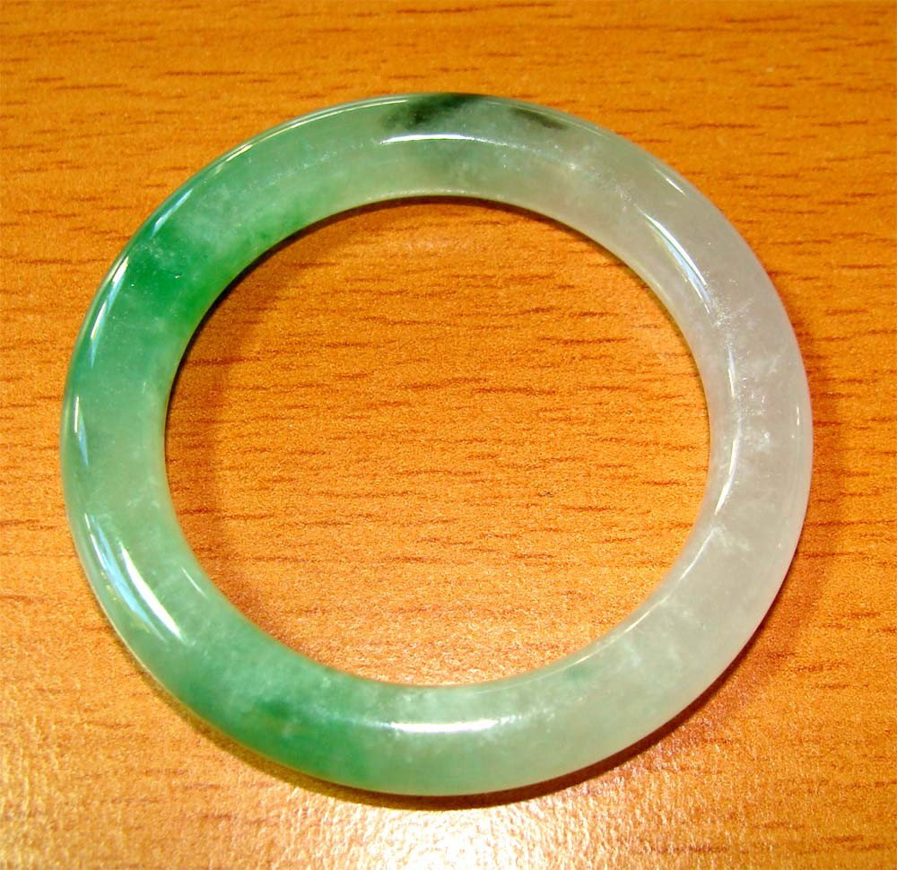 CHINESE Green JADE Baby size Bangle bracelet: baby size- dimensions 2.25" diameter- Heat enhanced for color- AJK2W5