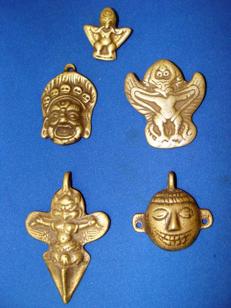 Antique Nepal Silver Metal Pendants Lot of Five: Dimensions 2" by 3" each (approx) TAK15W2
