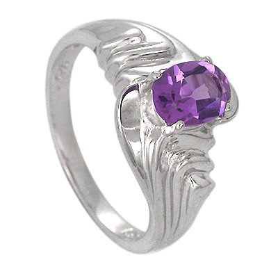 1 CTW Natural Amethyst Solitaire Sterling Silver R: Natural Amethyst Gem set in a Silver Ring .925 Sterling Silver Ring Size : 6.75 Total Gem Weight :1.0 ctw ( approx. ) Main Gem :Natural Amethyst Shape :Oval Color / Clarity :Purple / Eye Clean Origin 