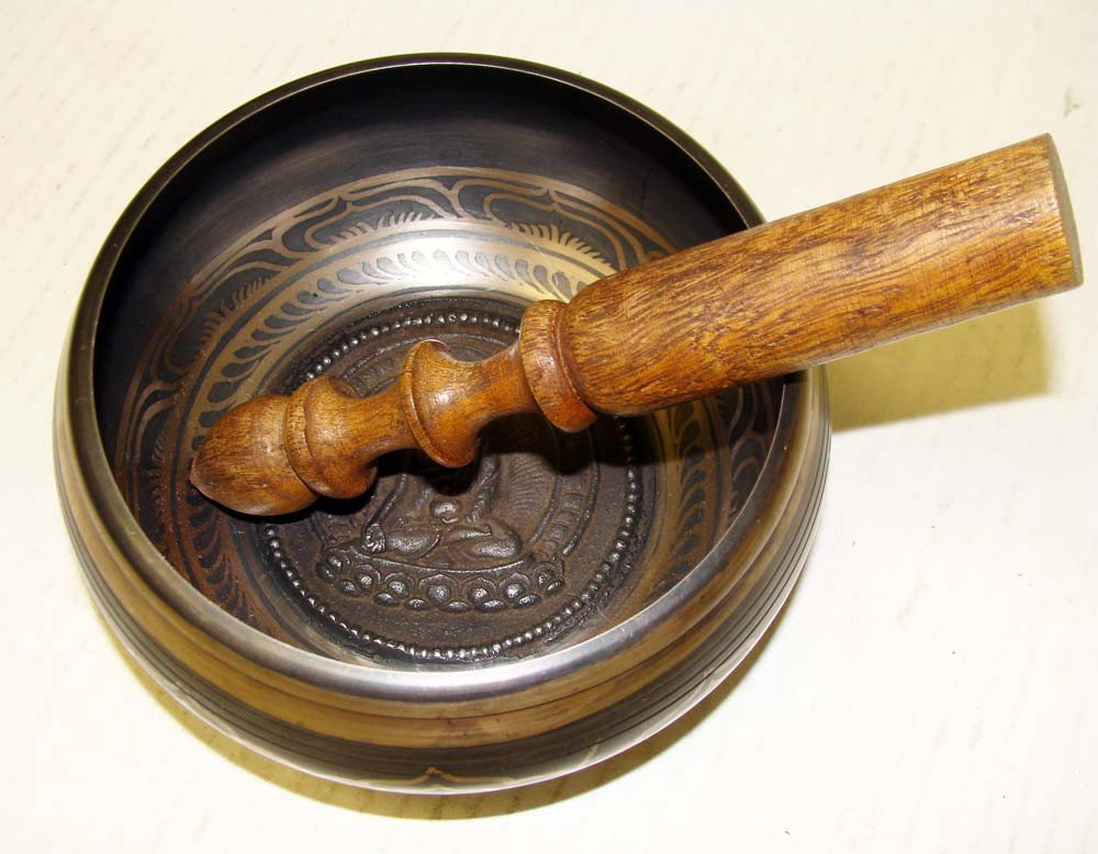 Nepal Bronze Metal Etched Singing Bowl: Dimensions: 2.5" by 6" K15W9