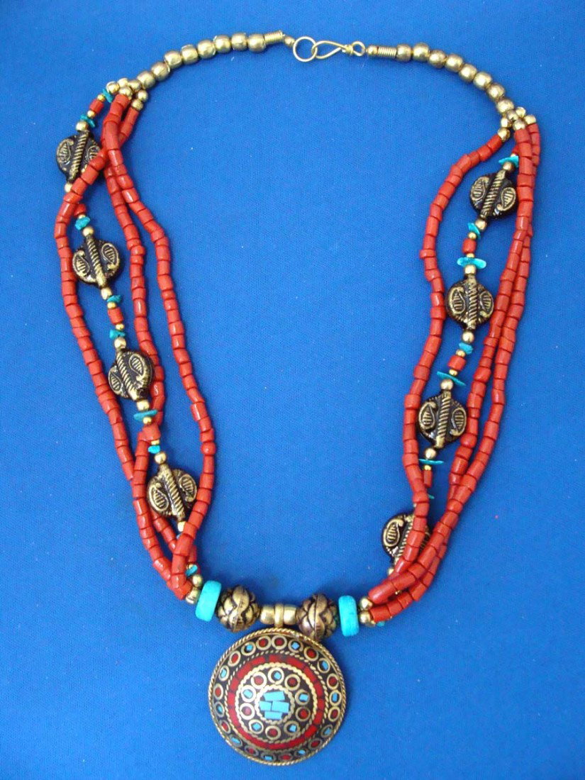 Nepalese Coral Beads Necklace: Length: 20"