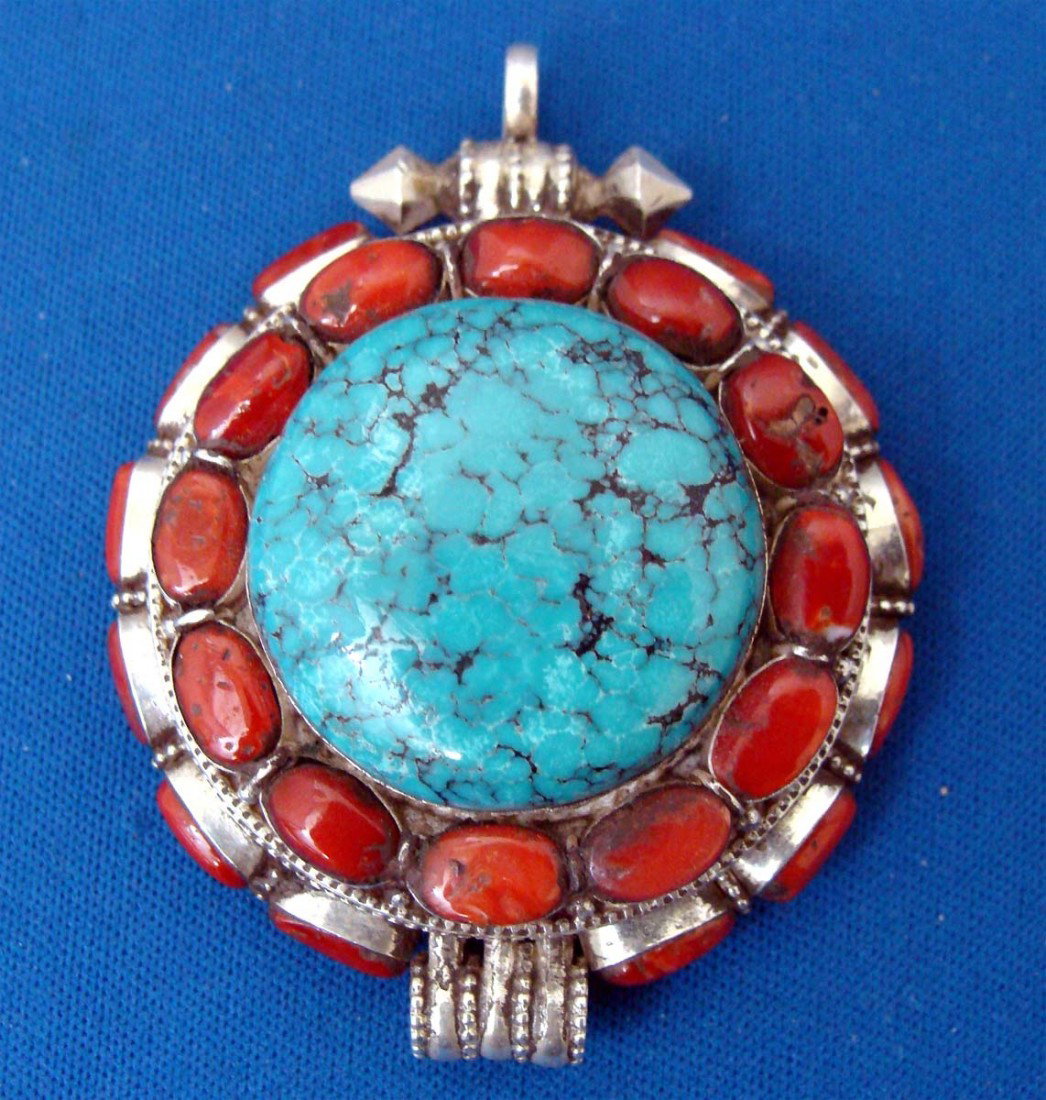 Nepalese Gau Pendant: Dimensions: 3" by 2"