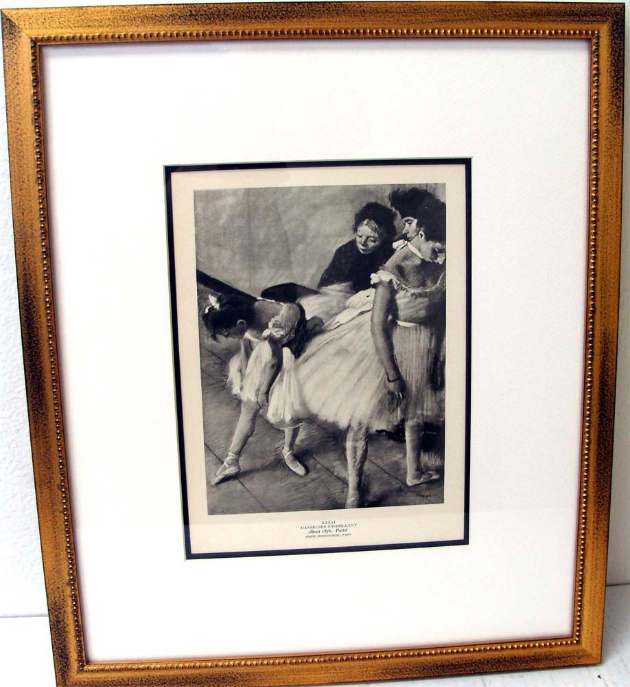 Edgar Degas Danseuses S'Habillant After 1876 Pastel: One of the famous Ballerina series, printed after a 1876 pastel in a this 1923 Limited Edition of 1000 signed in the plate, Printed in 1923 in London by Ernest Benn. Framed dims 14" by 16.5", print di