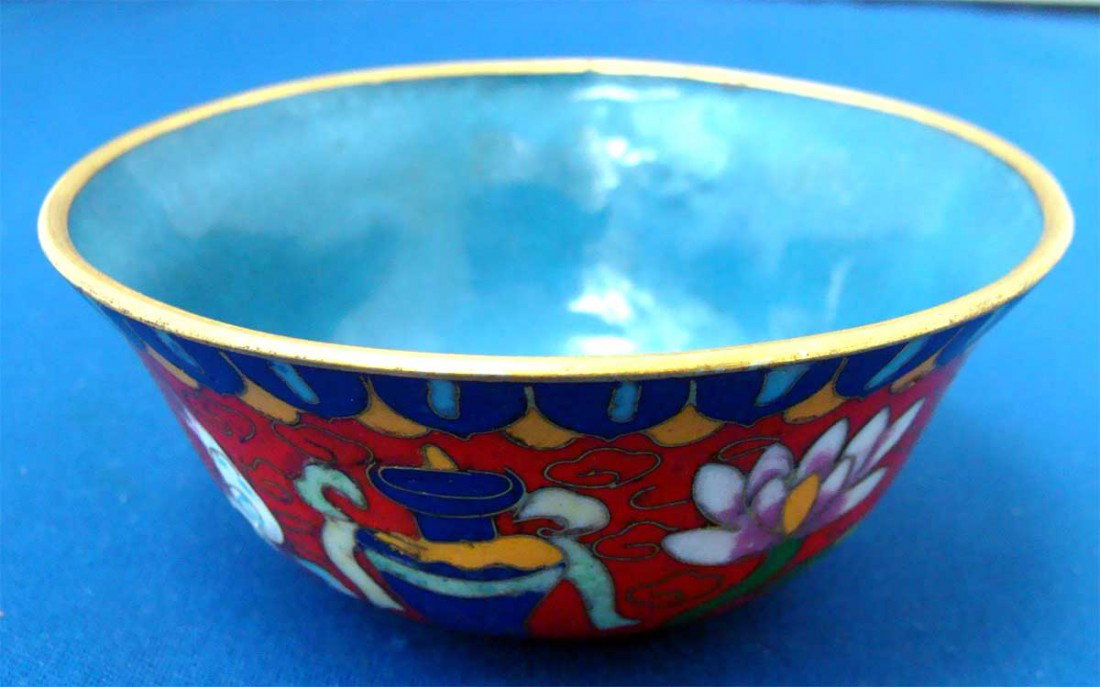Nepal Cloissone Tea Bowl: Dimensions 3.5" diameter KPA14W8