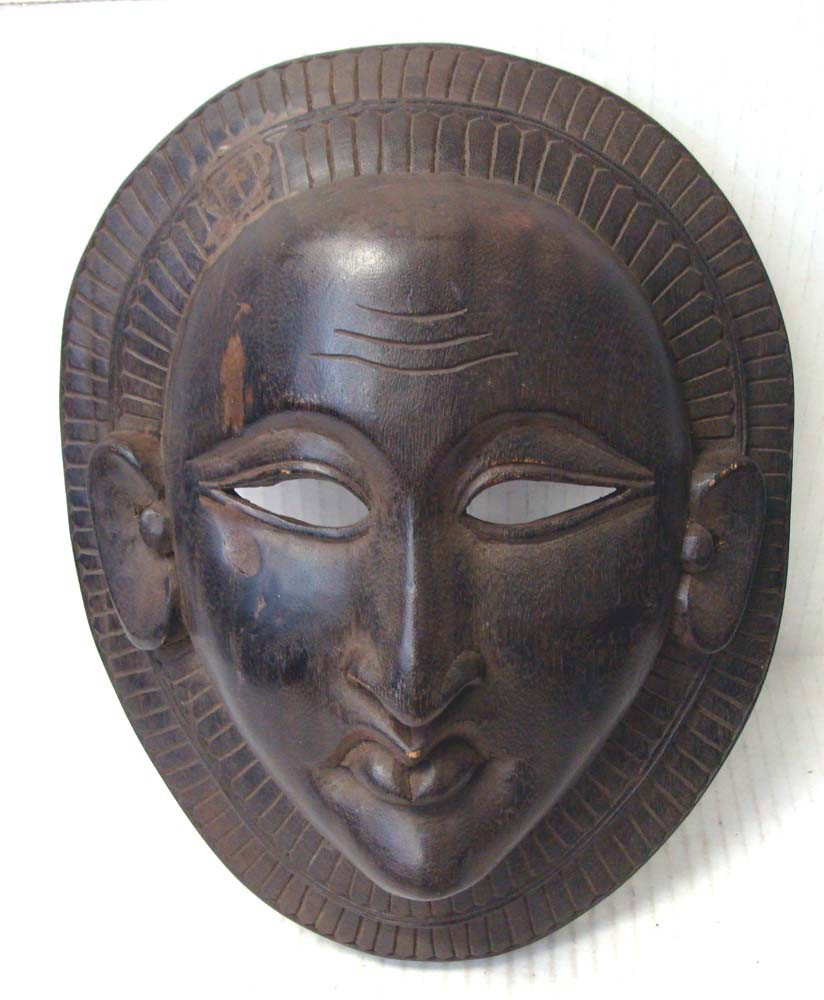 Nepal Tibetan Carved Wood Sun Suryamukhi Mask: Ceremonial Mask from Nepal, dimensions 13" long by 10" PAK2W61