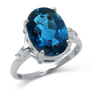 8.11ct London Blue Topaz & White Diamond Silver Ring: Sterling Silver GEMSTONE TYPE Multi Stones COLOR Multicolor STYLE Evening Essentials / Glamorous WEIGHT 4.6 gram SIZE 7 Gemstone type: 1 piece of oval shape genuine london blue topaz. Total carat weig