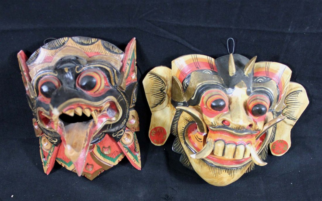Pair Nepal Ceremonial masks NO RESERVE!: from the Lee Estate in Beverly Hills, CA, dimensions: 7" by 8"