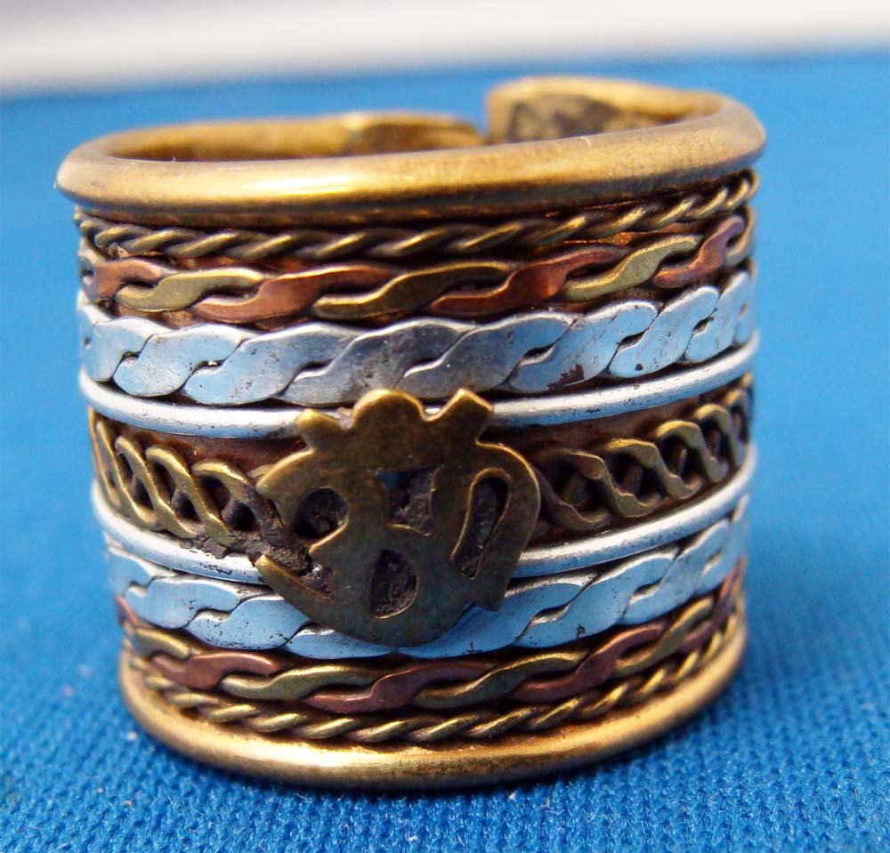 Nepal Tricolor Silver Gold Copper Ring: From the Lee Beverly Hills Estate