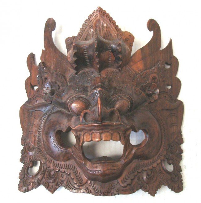 Nepalese Tibetan Ceremonial Wood Mask: From the Lee Estate, Beverly Hills, Dimensions: 8.5" tall by 8" wide