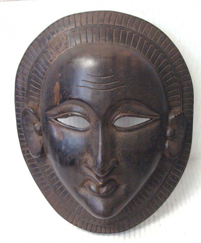 Nepal Tibetan Carved Wood Sun Suryamukhi Mask: Ceremonial Mask from Nepal, dimensions 13" long by 10" PAK2W61