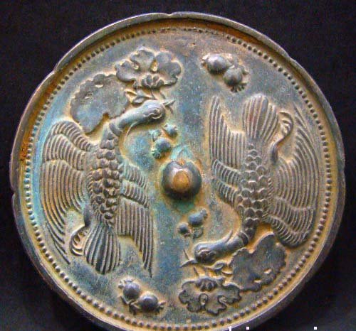 Chinese Yuan Dy Mongolia Minorities Bronze 2 Peafowl M: 20th Century, Diameter 124mm X Deep 4mm, CS1W15