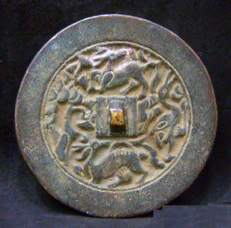 Chinese Yuan Dy Period Deer Design Bronze Mirror: 20th Century, Diameter 64mm X Deep 5mm, CS7W0