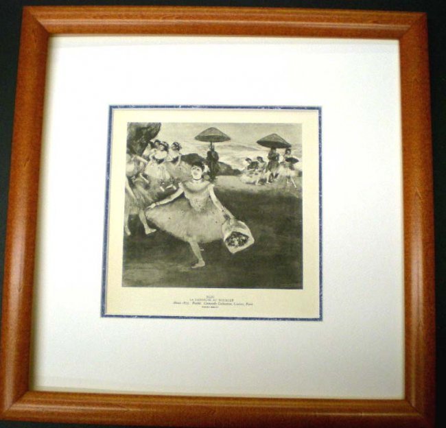 Edgar Degas "La Denseuse Au Bouquet": One of the famous Ballet series, printed after a 1880 Pastel in a this 1923 Limited Edition of 1000 signed in the plate, printed 1923 in London by Ernest Benn. Framed dims 14" by 13", print dims 7" by