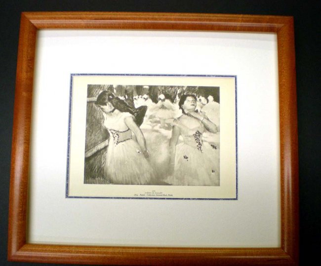 Edgar Degas "Scene De Ballet" Limited Edition 1923: Framed, One of the famous Ballet series, printed after a 1880 Pastel in a this 1923 Limited Edition of 1000 signed in the plate, printed 1923 in London by Ernest Benn. Framed dims 14" by 13", print di