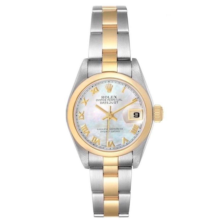 Rolex Ladies Date-Just Steel & Y Gold MOP Dial Oys: Suggested Insurance Appraisal Value $12,500.00 Rolex Ladies Date Just Ref. 79163 serial # Y54***.WAG16500Ref # MC68Make is stainless steel and 18 Karat yellow gold with mother of pearl dial and raised