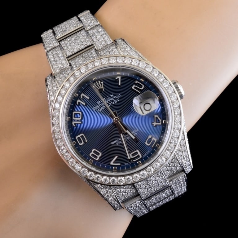 Rolex Datejust 12.95ctw Full Bust Diamond Watch Auction