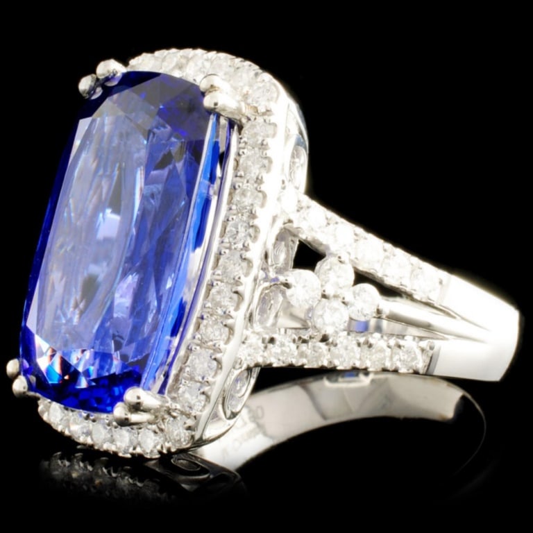 9.15ct Tanzanite & 0.94ctw Diam Ring in 18K Gold: Estimated Retail Replacement Value: $33,054.00 Ref: WAG18888 Item no.: FA2055986008 â€“ BR6678ATZ4 Specification: Gold Content: 18k White Gold Weight of Item: 7.50 grams Country Made: USA Ring
