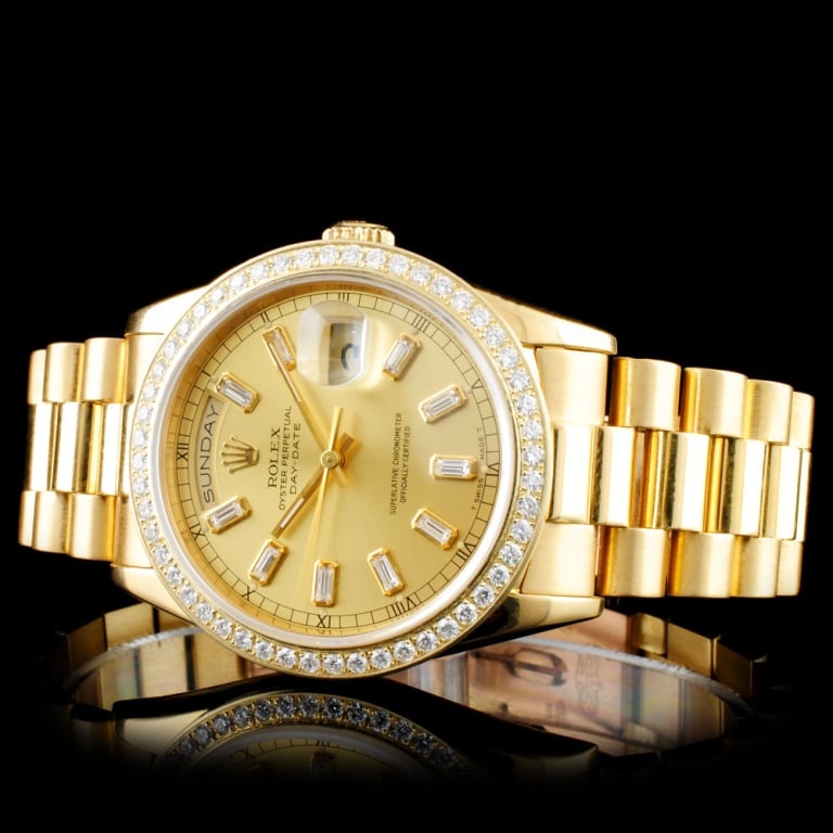 18K Diamond Rolex Day-Date Watch (1 of 6)