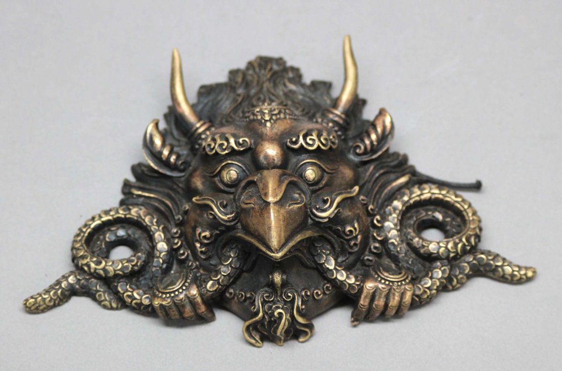 Nepal Bhairava Bronze Wall Mask: Dims 5" by 7", AF149 K1W34