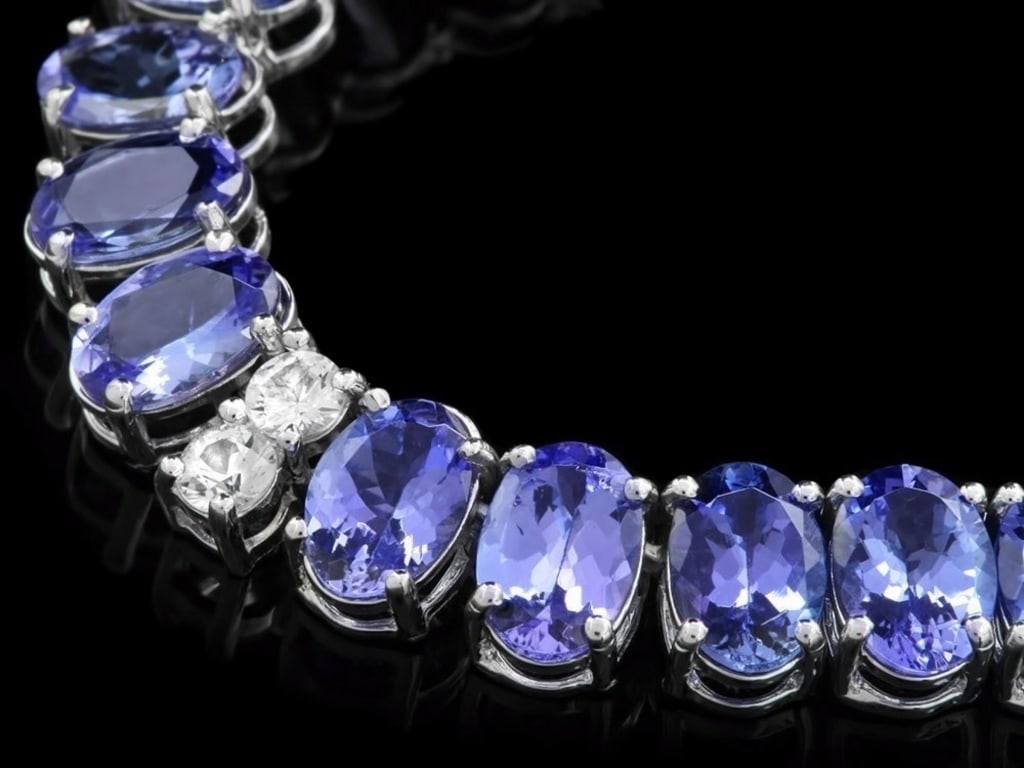 55.00ct Tanzanite & 1.35ct Diam Necklace in 14k Gold (1 of 5)