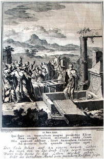 Christoph Weigel after Luyken 1712 Copper Plate Bible E: Unframed copper plate engraving, Bible Scenes by Johann Christoph Weigel (German 1654-1725) - plate: 12.5''H x 8.5''W, sight: 17''H x 12''W,. Condition: some foxing from a fragment of : Weigel, Christ