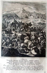 Christoph Weigel after Luyken 1712 Copper Plate Bible E: Unframed copper plate engraving, Bible Scenes by Johann Christoph Weigel (German 1654-1725) - plate: 12.5''H x 8.5''W, sight: 17''H x 12''W,. Condition: some foxing from a fragment of : Weigel, Christ