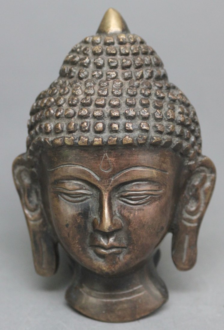 Nepal Bronze Buddah Wall Mask: 4.75" by 3", AF166, K7W4