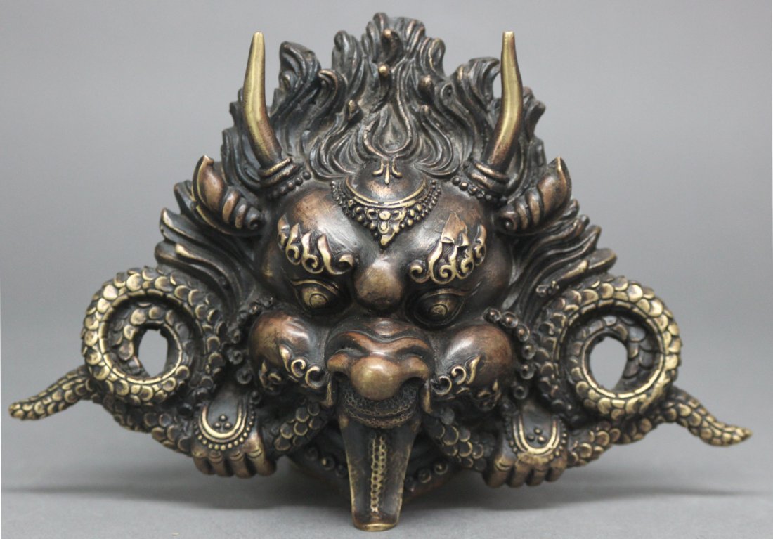 Nepal Bronze Buddah Wall Mask: 5" by 7.5", AF155