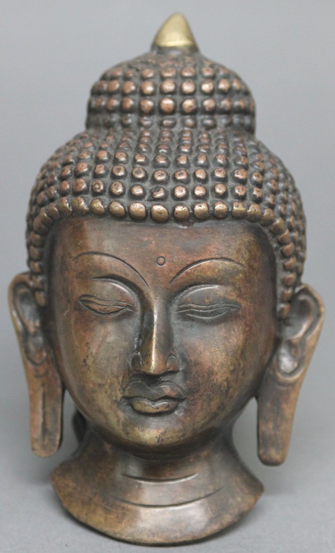 Nepal Bronze Buddah Wall Mask: 5.5" by 3.25", AF167, K1W36