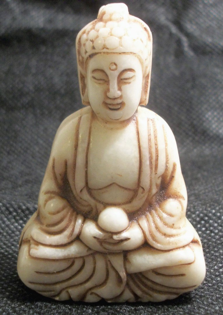 White Jade Tibet Nepal Carved Buddah.: BK226, dimensions: 3" by 2"