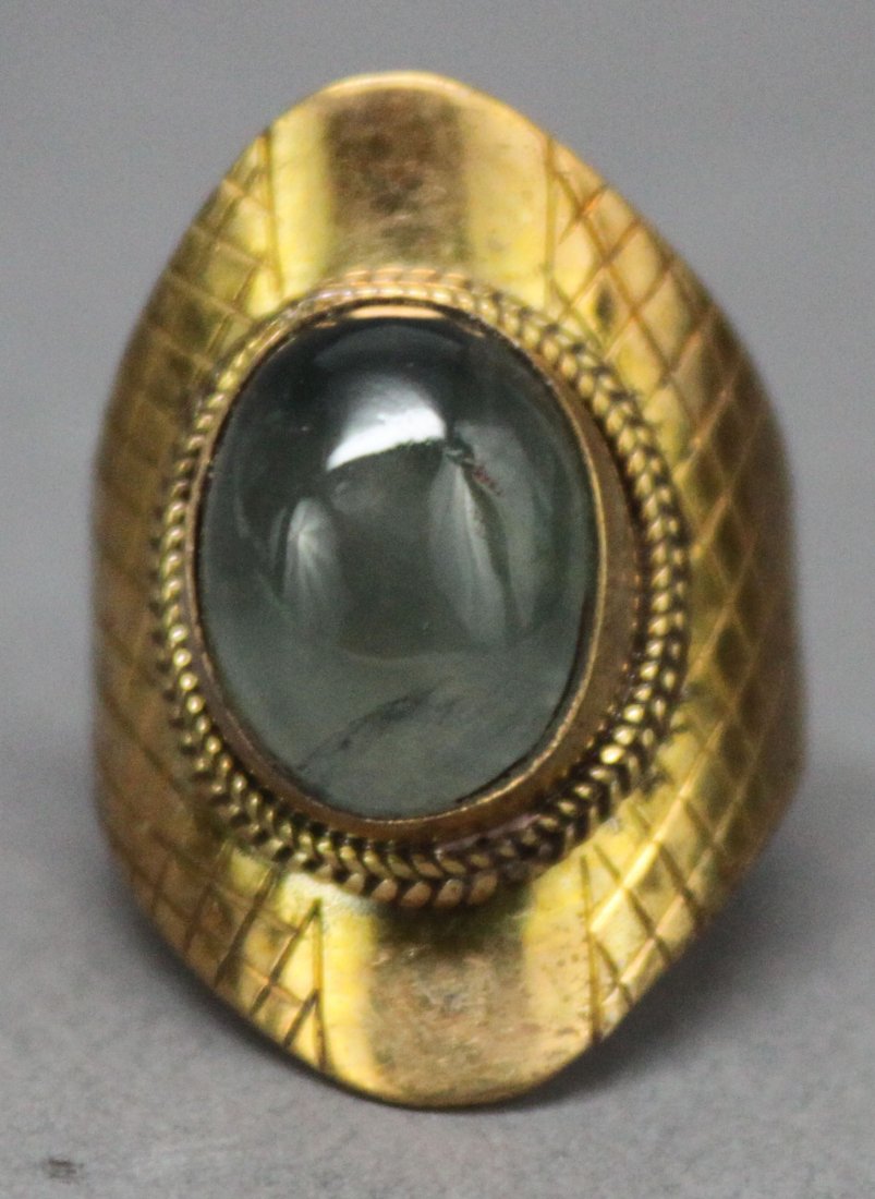 Tibetan Nepal Handcrafted Silver Ring Quartz Stone: Ring Size 9, AF185, K4W4