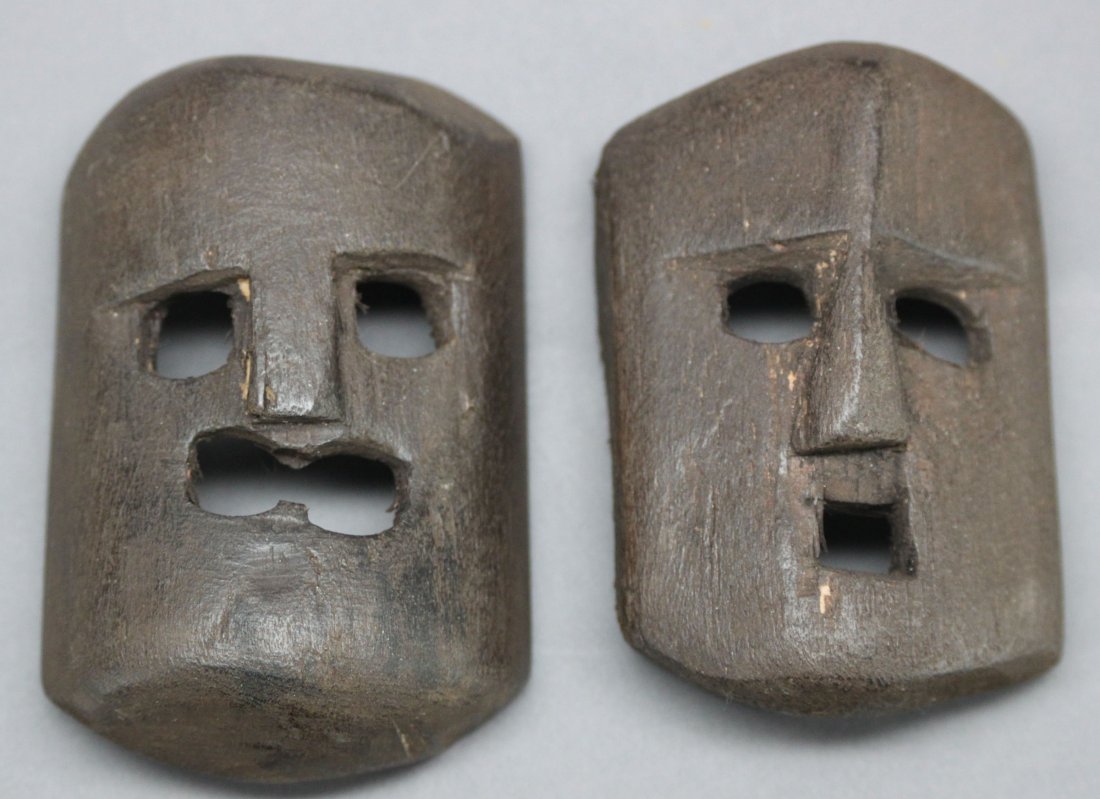 Pair Nepal Miniature Wood Masks: Dimensions: 4" L x 2.5"W, AF189