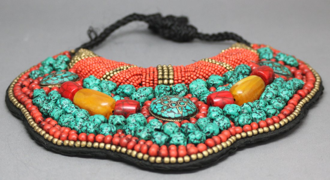 Nepalese Bead Necklace Turquoise Nuggets Coral: 9.5", AF165 K3W11