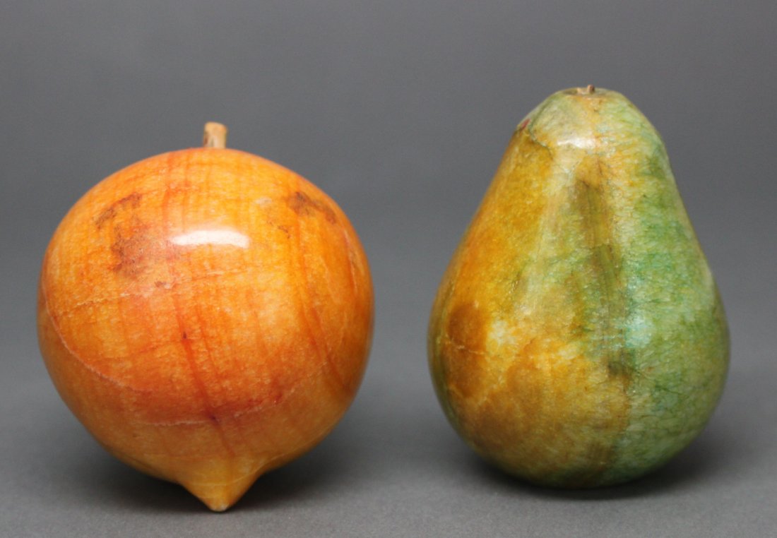 Set of 2 Fruit, Alabaster Stone: 3 1/4" tall JB16, K5W5