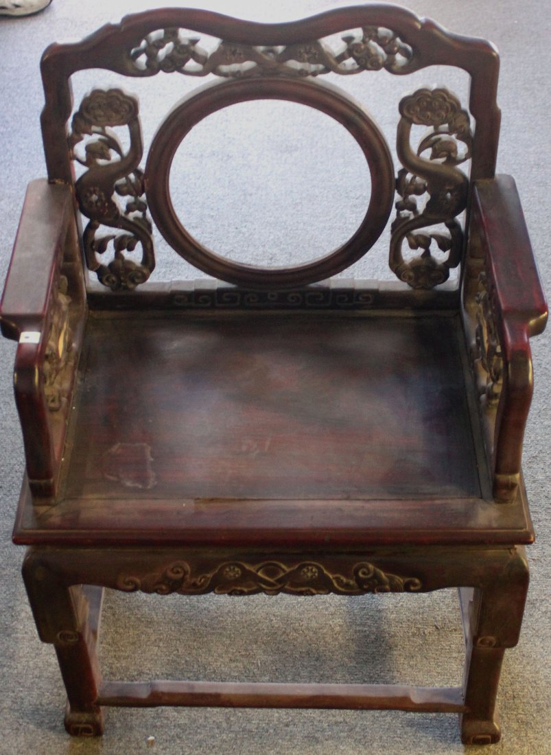 Antique Chinese Tai Shi chair : Dimensions: 38" x 19" 25.75", DL98