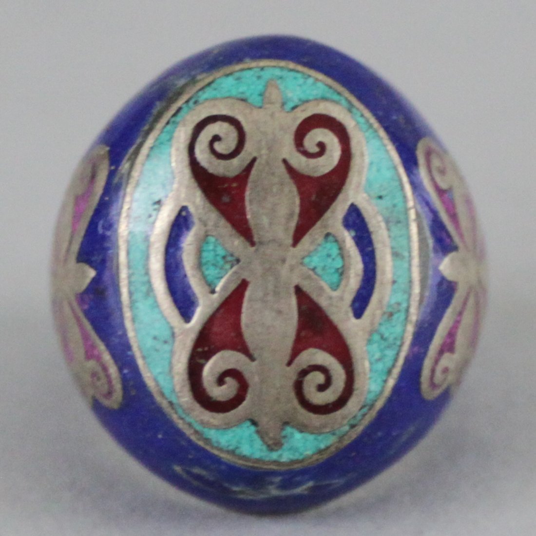 Nepal Tibet Silver Ring Inlaid Turquoise Lapis & Coral: Size 10, RG28