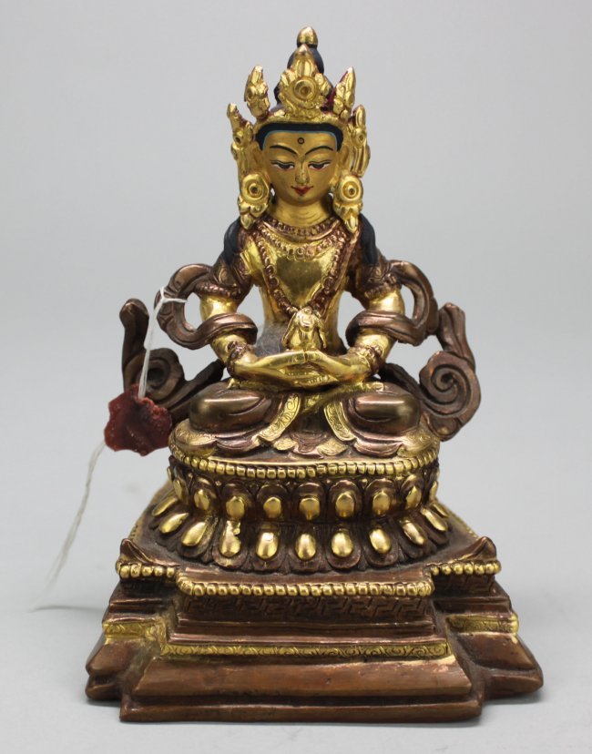 Nepal Gilded Bronze Tara Goddess Sculpture with Cobras: AM007 5"x 3"
