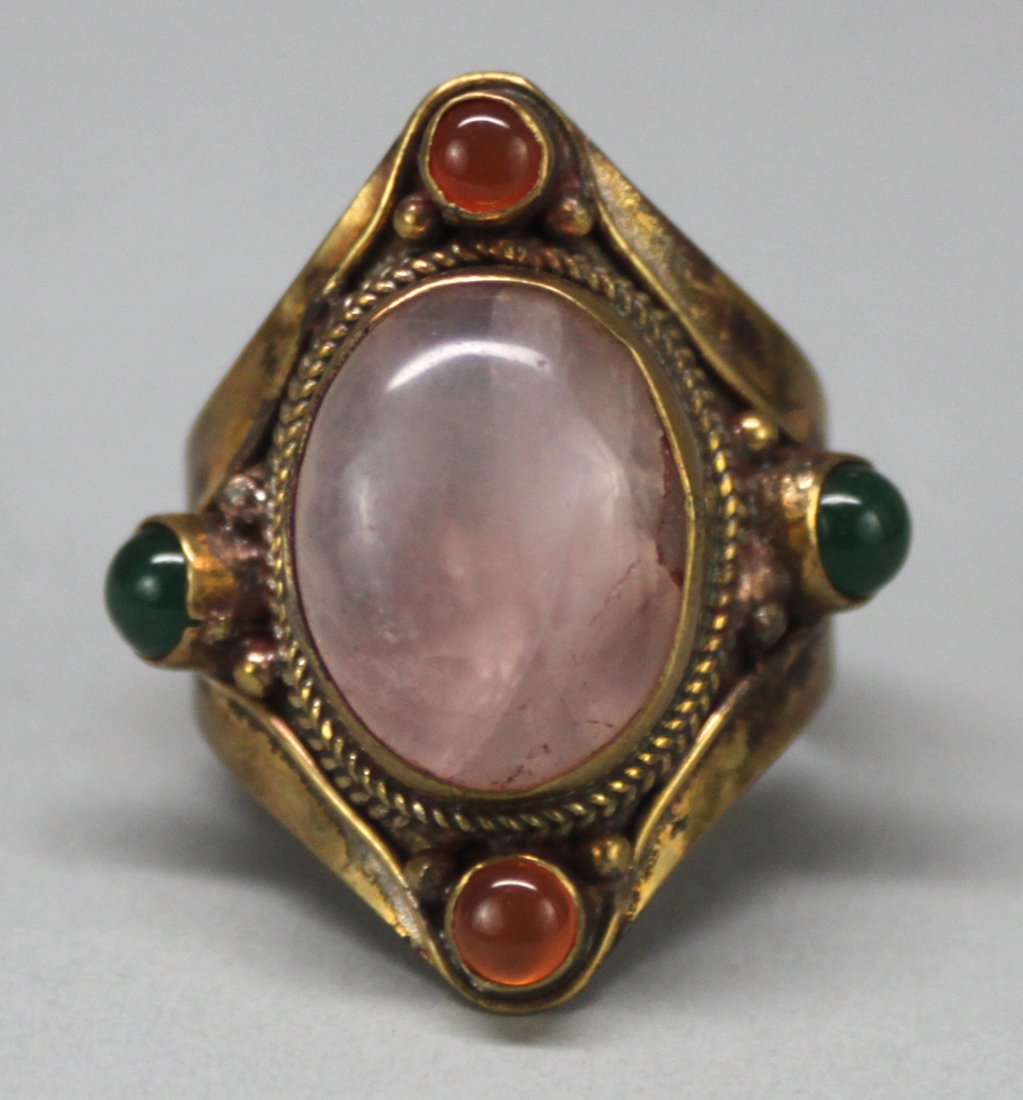 Tibetan Nepal White Quartz Cabachon Silver Ring: TA115, size 11.5, K5W9