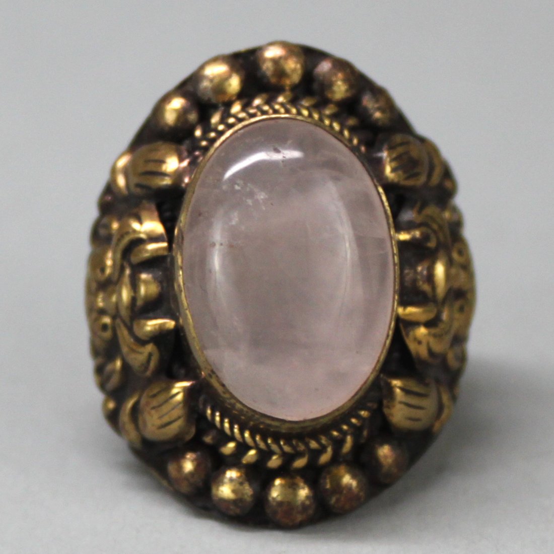 Tibetan Nepal White Quartz Cabachon Silver Ring: TA119, size 10, K5W9