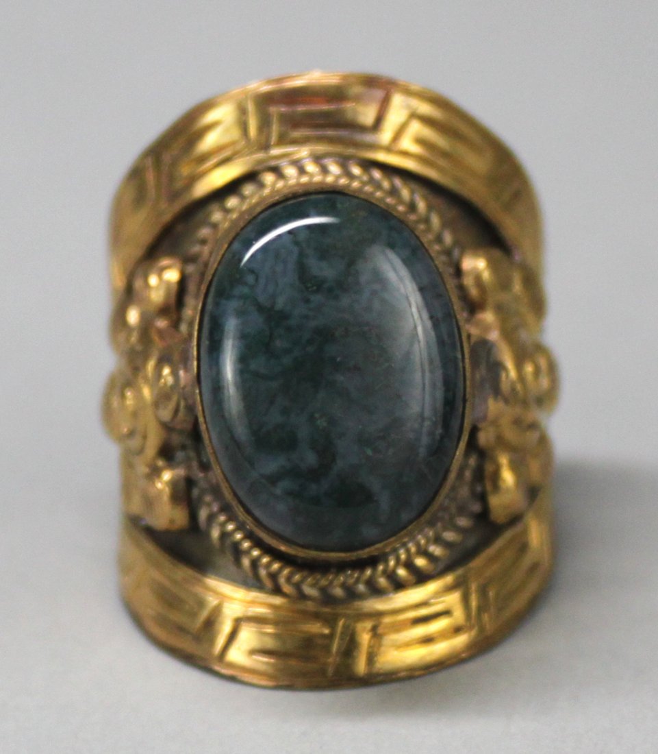 Nepal Tibet Ring Large Cabachon Quartz Stone: NA1, size 9.75, K5W9