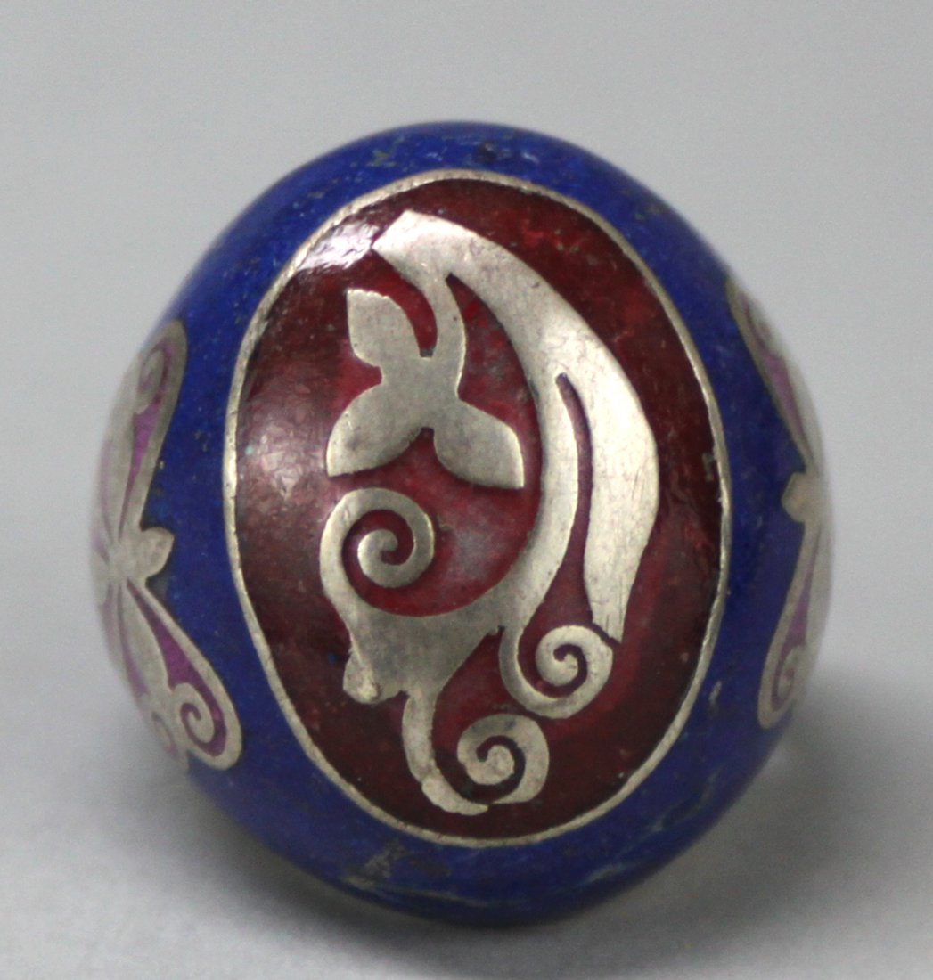 Nepal Tibet Silver Ring Inlaid Turquoise Lapis & Coral: NA2, size 10.25, , K5W9